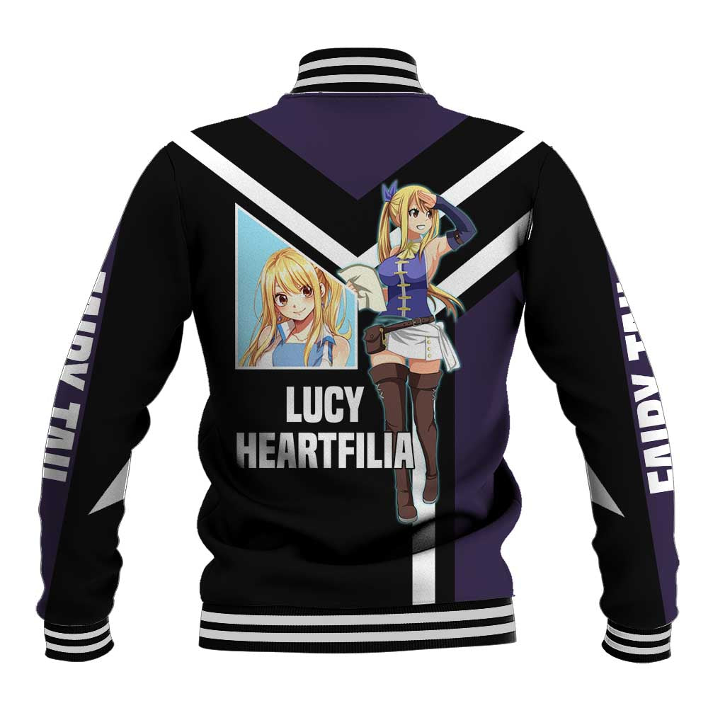 Lucy Heartfilia Fairy Tail Baseball Jacket with Celestial Keys and Magical Battle Pose Design - The Mazicc