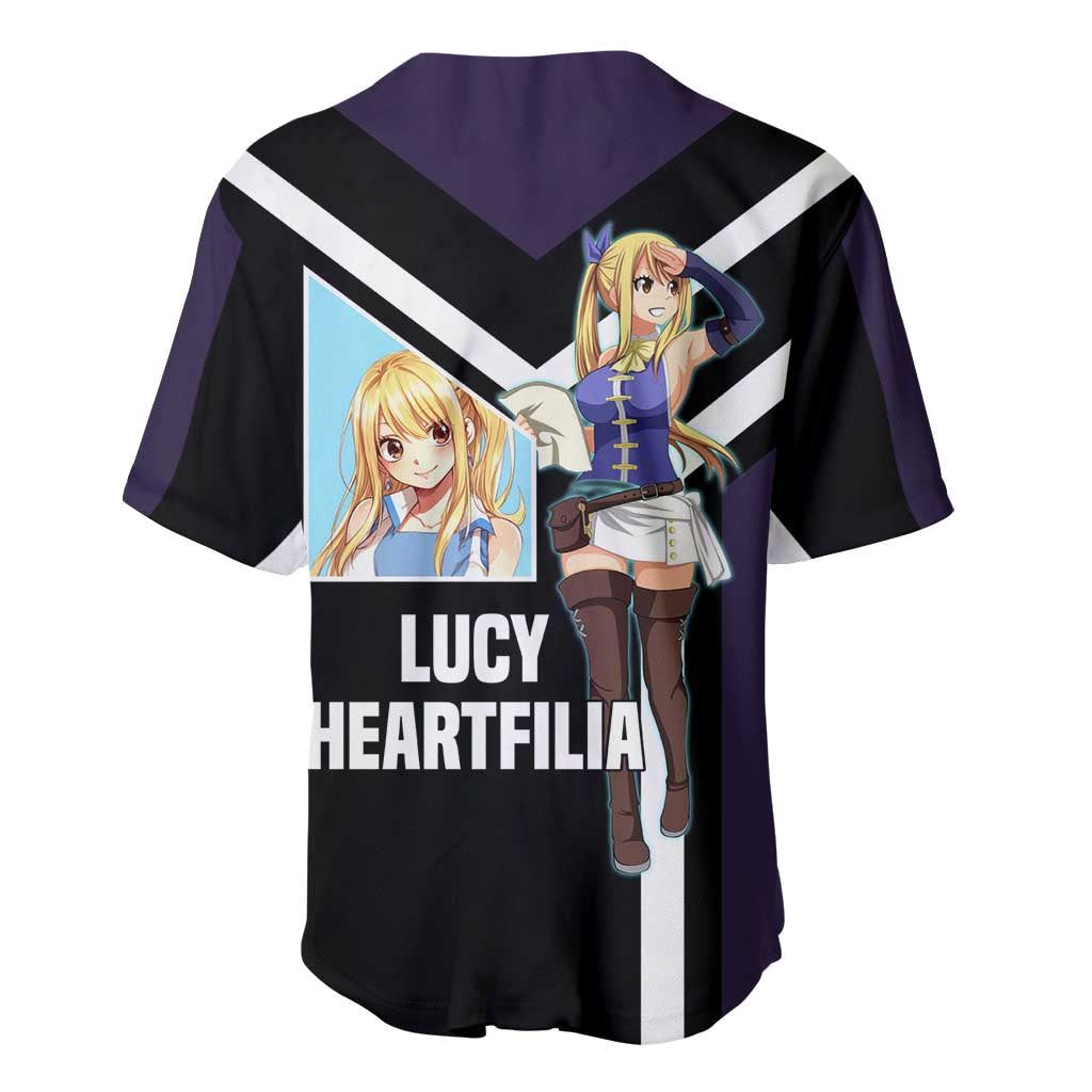 Lucy Heartfilia Fairy Tail Baseball Jersey with Celestial Keys and Magical Battle Pose Design - The Mazicc