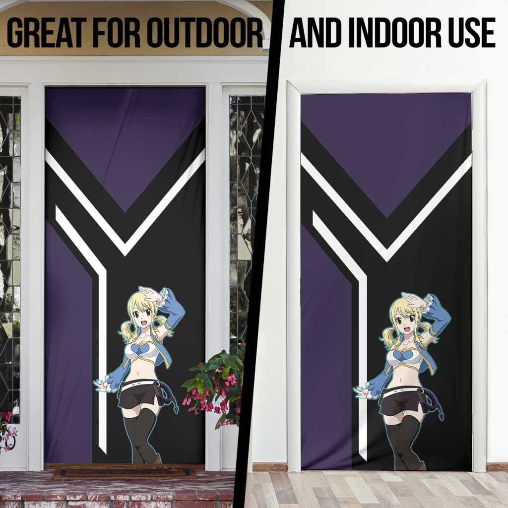Lucy Heartfilia Fairy Tail Door Cover with Celestial Keys and Magical Battle Pose Design - The Mazicc