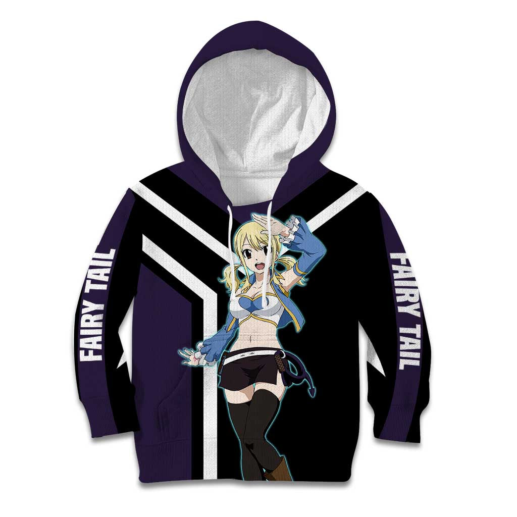 Lucy Heartfilia Fairy Tail Kid Hoodie with Celestial Keys and Magical Battle Pose Design - The Mazicc