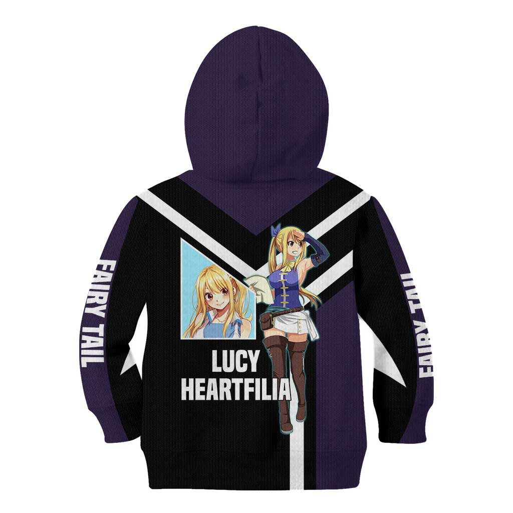 Lucy Heartfilia Fairy Tail Kid Hoodie with Celestial Keys and Magical Battle Pose Design - The Mazicc