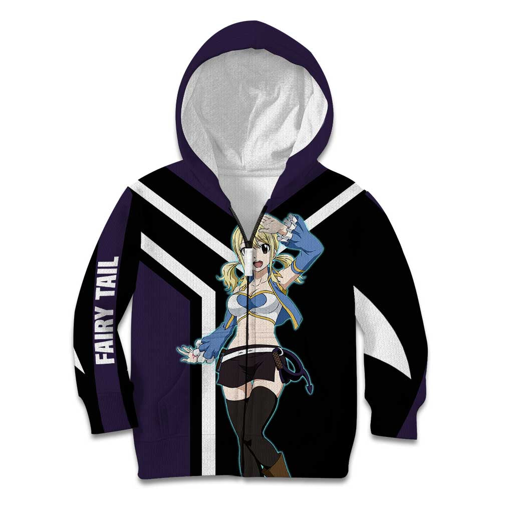 Lucy Heartfilia Fairy Tail Kid Hoodie with Celestial Keys and Magical Battle Pose Design - The Mazicc