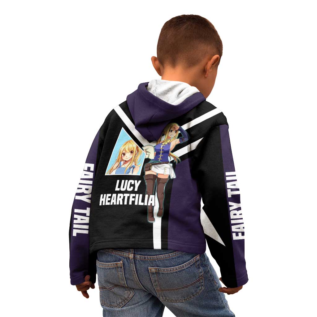 Lucy Heartfilia Fairy Tail Kid Hoodie with Celestial Keys and Magical Battle Pose Design - The Mazicc