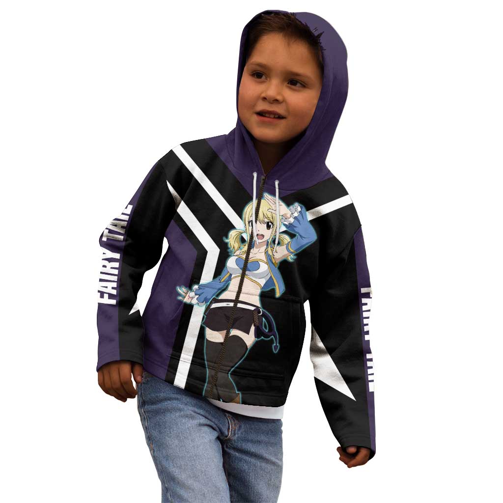 Lucy Heartfilia Fairy Tail Kid Hoodie with Celestial Keys and Magical Battle Pose Design - The Mazicc