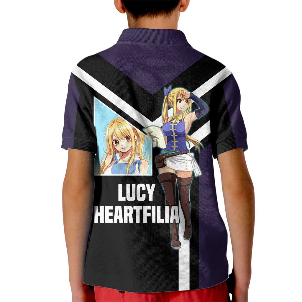 Lucy Heartfilia Fairy Tail Kid Polo Shirt with Celestial Keys and Magical Battle Pose Design - The Mazicc