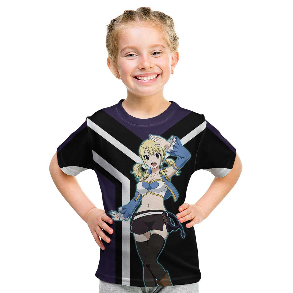 Lucy Heartfilia Fairy Tail Kid T Shirt with Celestial Keys and Magical Battle Pose Design - The Mazicc