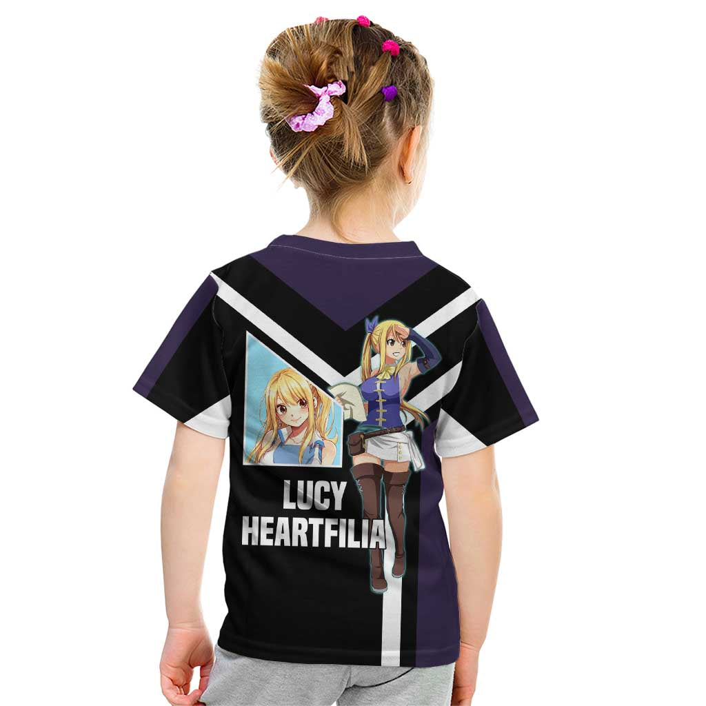 Lucy Heartfilia Fairy Tail Kid T Shirt with Celestial Keys and Magical Battle Pose Design - The Mazicc