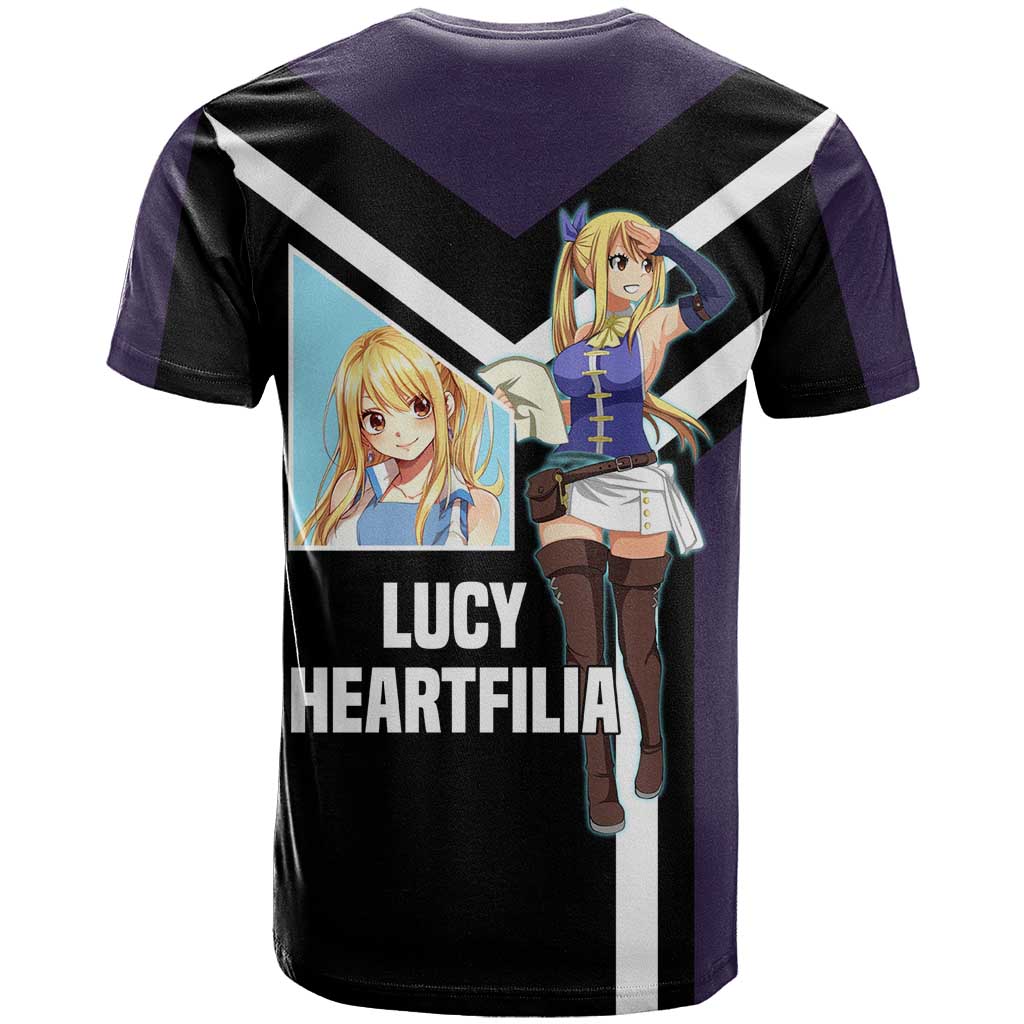 Lucy Heartfilia Fairy Tail T Shirt with Celestial Keys and Magical Battle Pose Design - The Mazicc