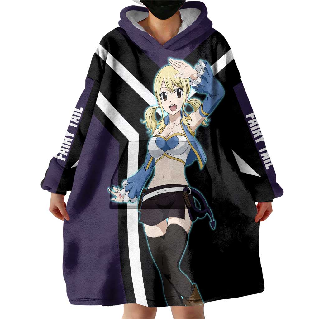 Lucy Heartfilia Fairy Tail Wearable Blanket Hoodie with Celestial Keys and Magical Battle Pose Design - The Mazicc