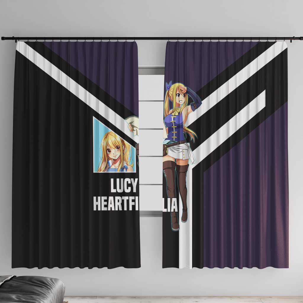 Lucy Heartfilia Fairy Tail Window Curtain with Celestial Keys and Magical Battle Pose Design - The Mazicc