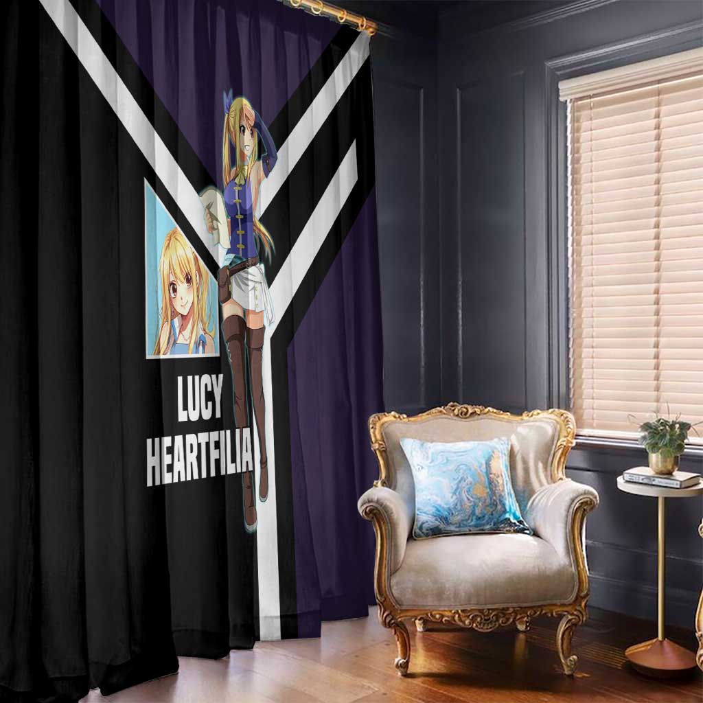 Lucy Heartfilia Fairy Tail Window Curtain with Celestial Keys and Magical Battle Pose Design - The Mazicc