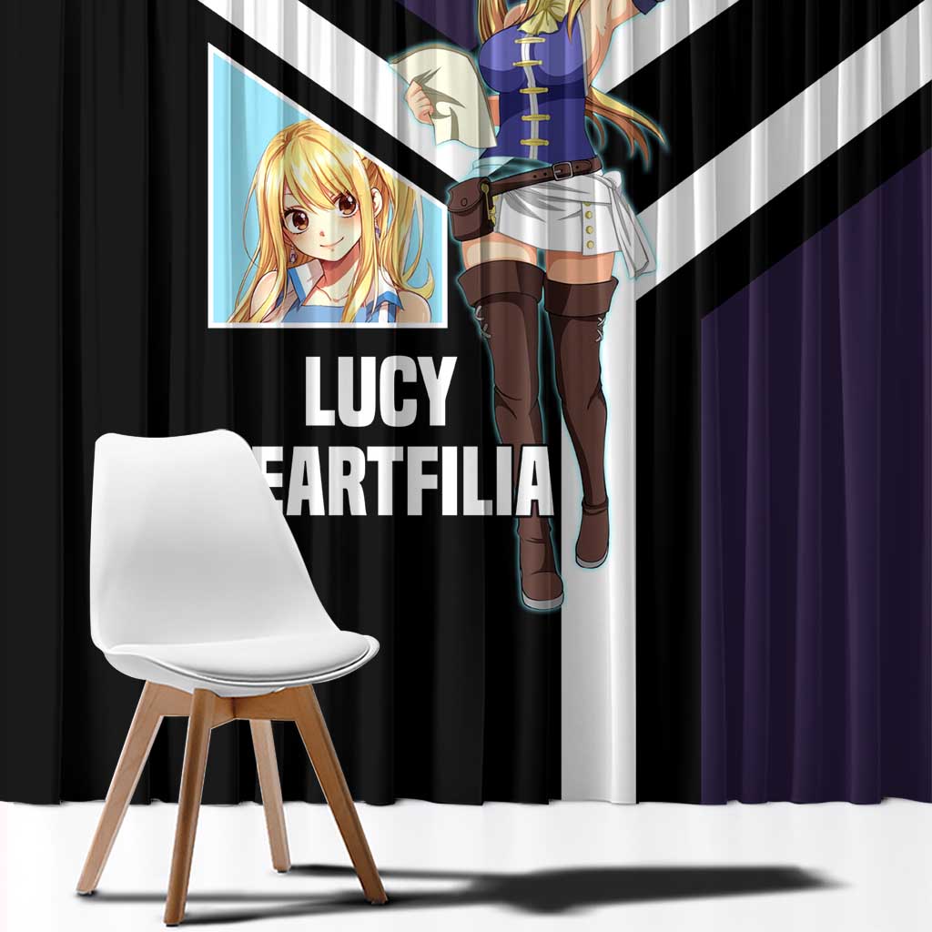 Lucy Heartfilia Fairy Tail Window Curtain with Celestial Keys and Magical Battle Pose Design - The Mazicc