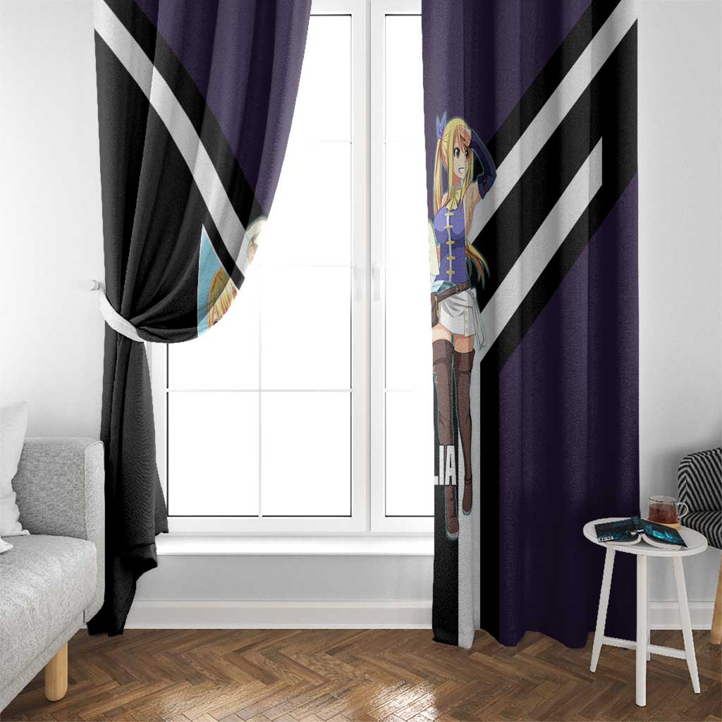 Lucy Heartfilia Fairy Tail Window Curtain with Celestial Keys and Magical Battle Pose Design - The Mazicc