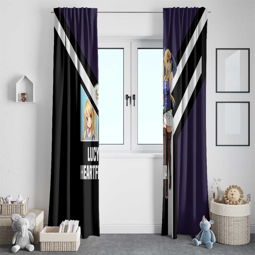 Lucy Heartfilia Fairy Tail Window Curtain with Celestial Keys and Magical Battle Pose Design - The Mazicc