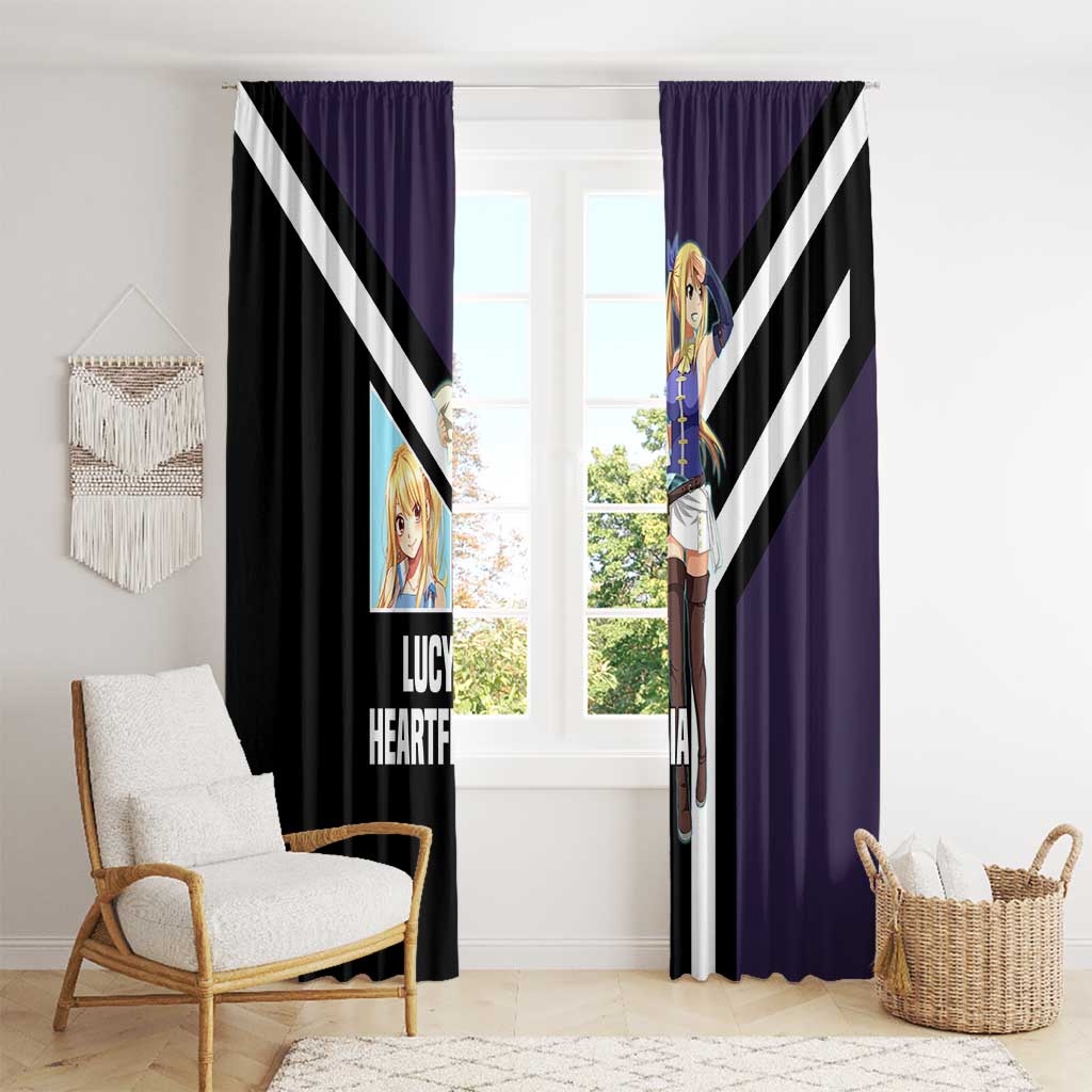 Lucy Heartfilia Fairy Tail Window Curtain with Celestial Keys and Magical Battle Pose Design - The Mazicc