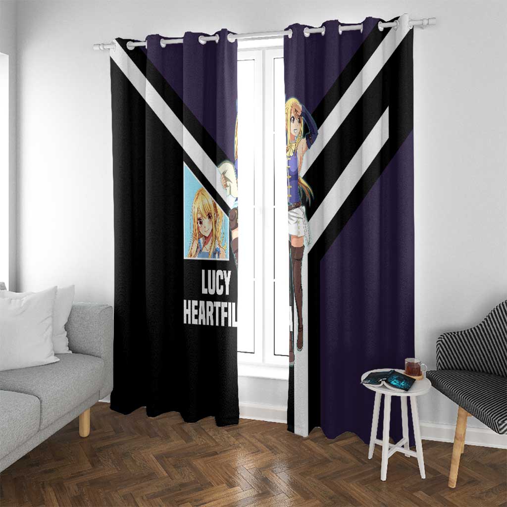 Lucy Heartfilia Fairy Tail Window Curtain with Celestial Keys and Magical Battle Pose Design - The Mazicc
