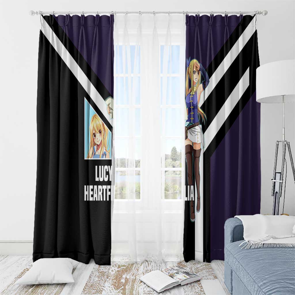 Lucy Heartfilia Fairy Tail Window Curtain with Celestial Keys and Magical Battle Pose Design - The Mazicc