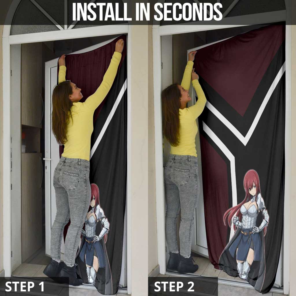 Erza Scarlet Fairy Tail Door Cover with Armored Pose and Fierce Battle Design - The Mazicc