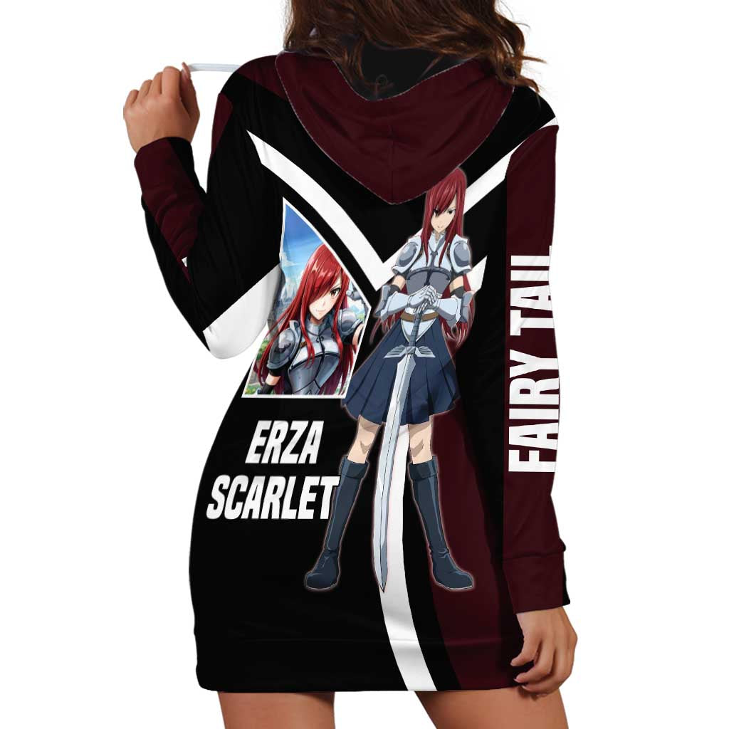 Erza Scarlet Fairy Tail Hoodie Dress with Armored Pose and Fierce Battle Design - The Mazicc