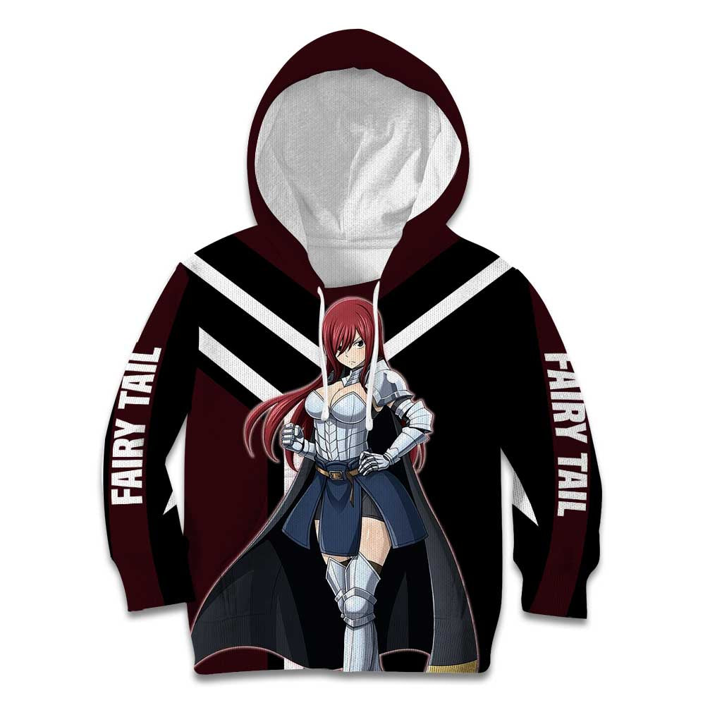 Erza Scarlet Fairy Tail Kid Hoodie with Armored Pose and Fierce Battle Design - The Mazicc