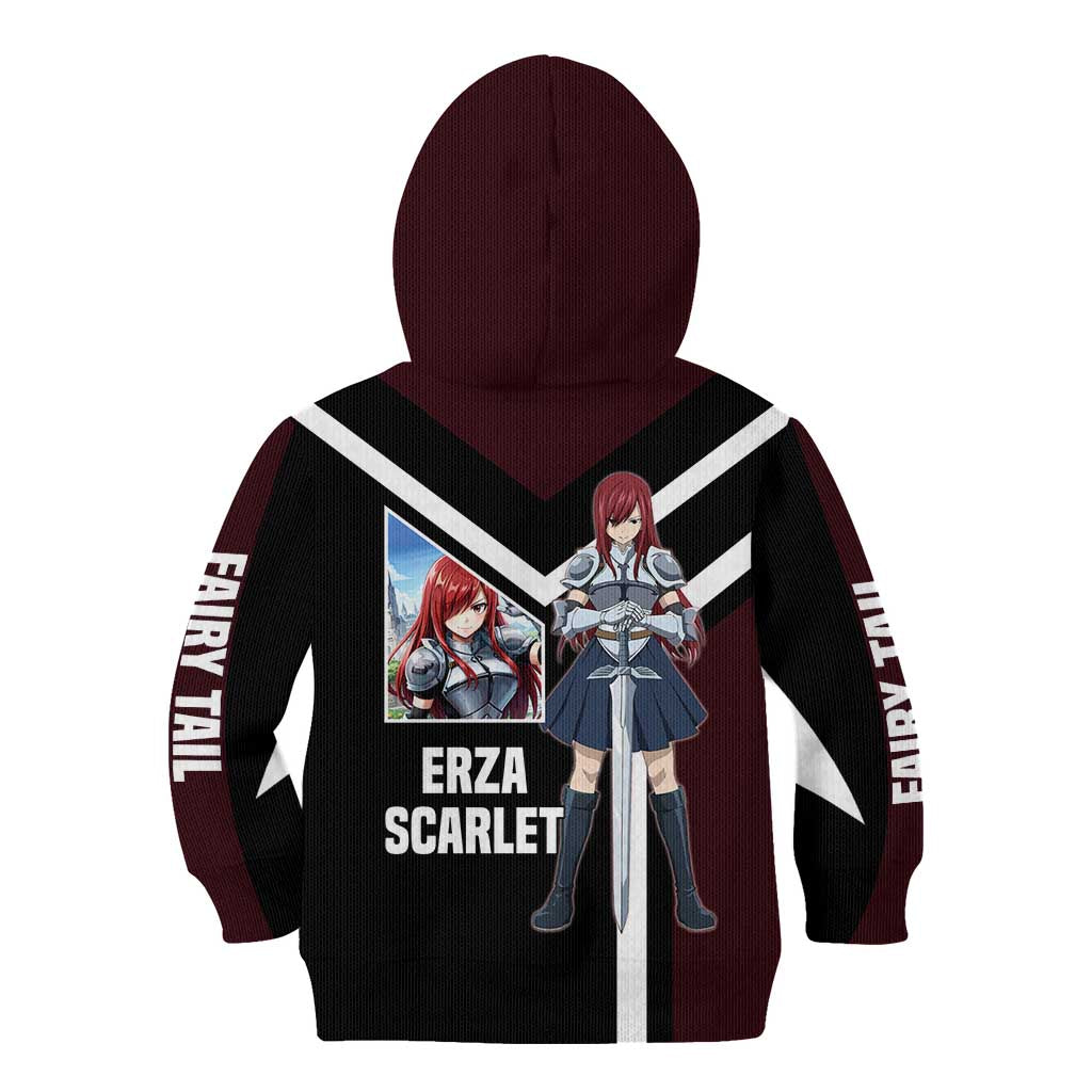 Erza Scarlet Fairy Tail Kid Hoodie with Armored Pose and Fierce Battle Design - The Mazicc