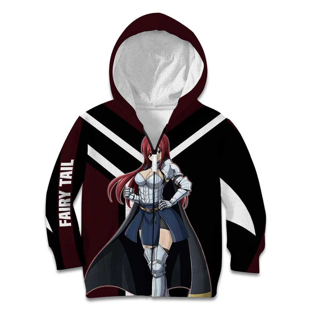Erza Scarlet Fairy Tail Kid Hoodie with Armored Pose and Fierce Battle Design - The Mazicc