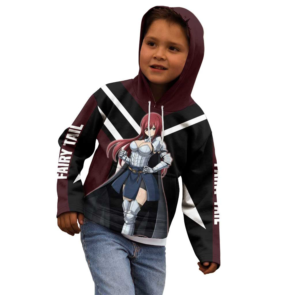 Erza Scarlet Fairy Tail Kid Hoodie with Armored Pose and Fierce Battle Design - The Mazicc