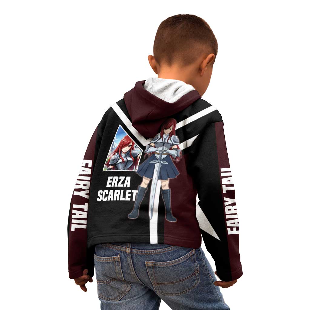 Erza Scarlet Fairy Tail Kid Hoodie with Armored Pose and Fierce Battle Design - The Mazicc