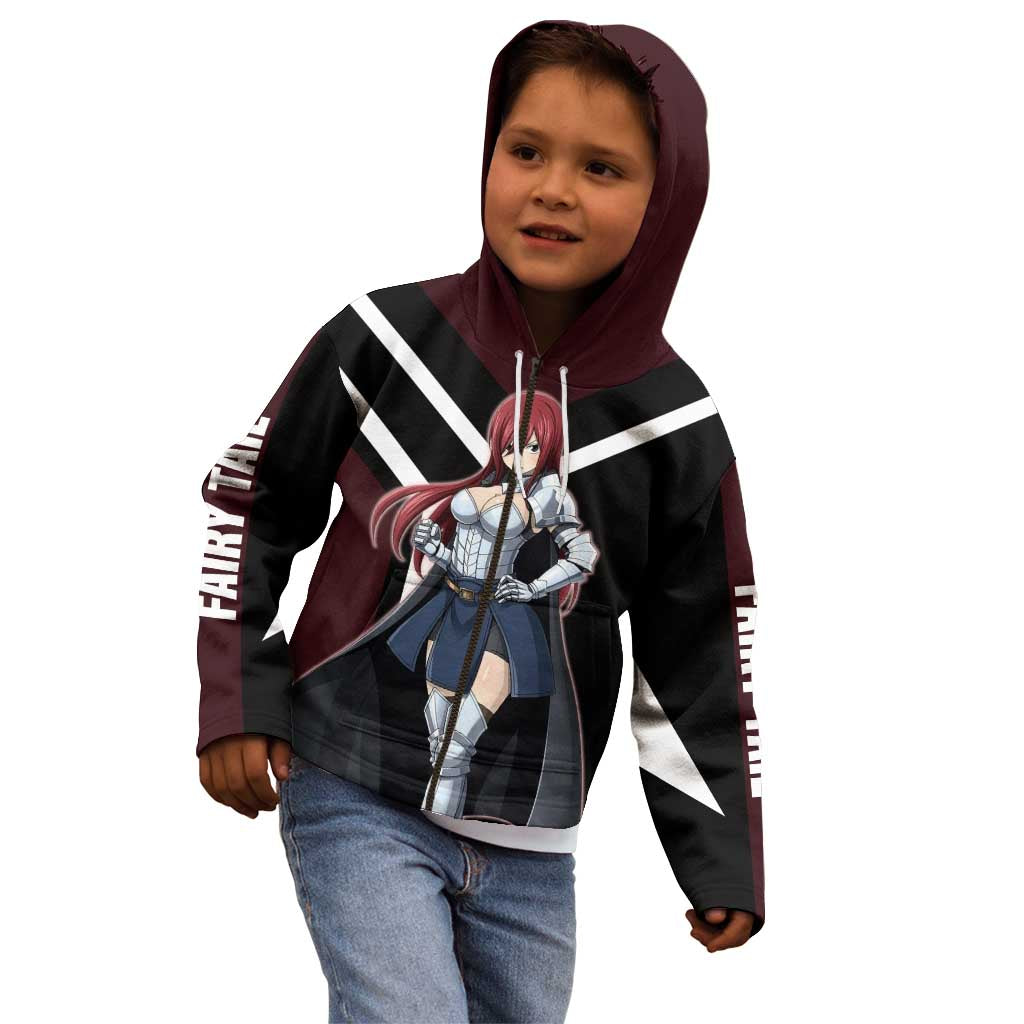 Erza Scarlet Fairy Tail Kid Hoodie with Armored Pose and Fierce Battle Design - The Mazicc