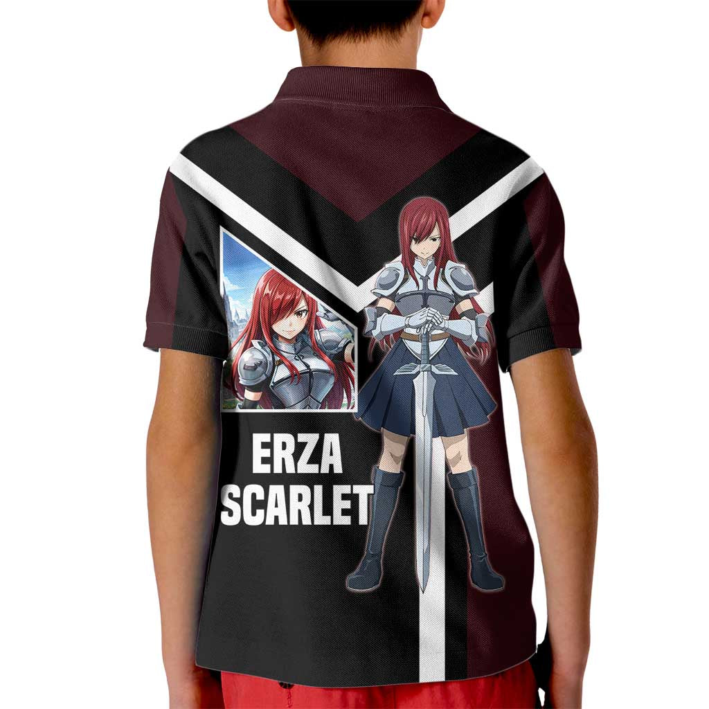 Erza Scarlet Fairy Tail Kid Polo Shirt with Armored Pose and Fierce Battle Design - The Mazicc