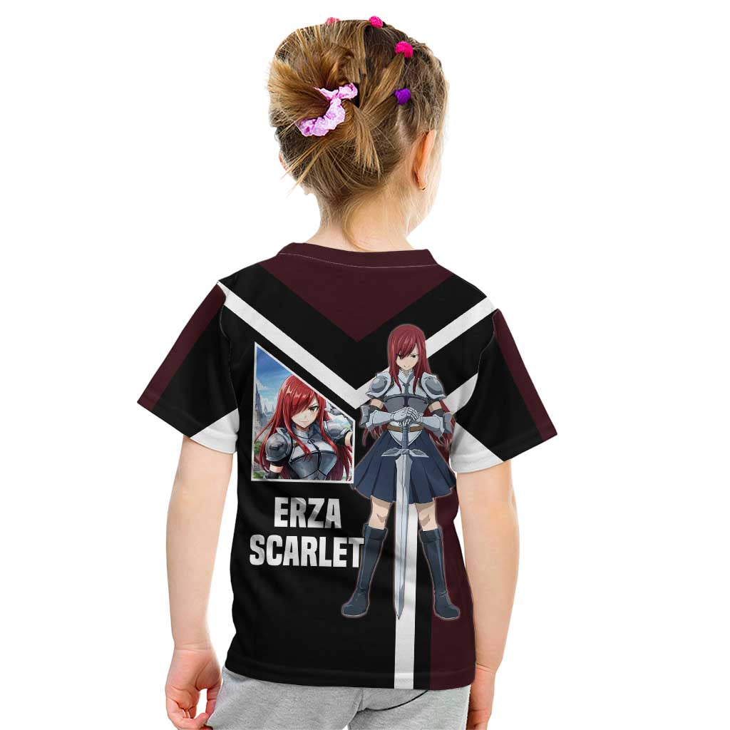 Erza Scarlet Fairy Tail Kid T Shirt with Armored Pose and Fierce Battle Design - The Mazicc