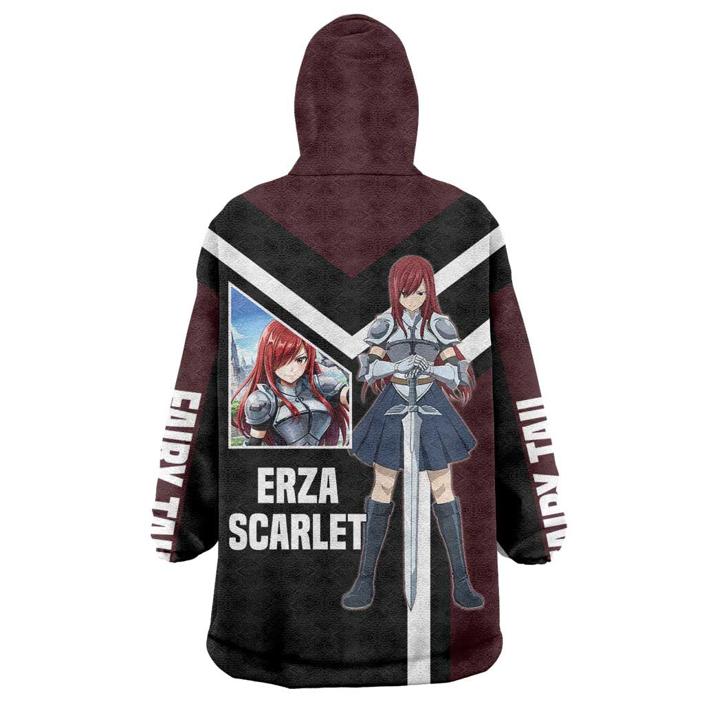 Erza Scarlet Fairy Tail Wearable Blanket Hoodie with Armored Pose and Fierce Battle Design - The Mazicc