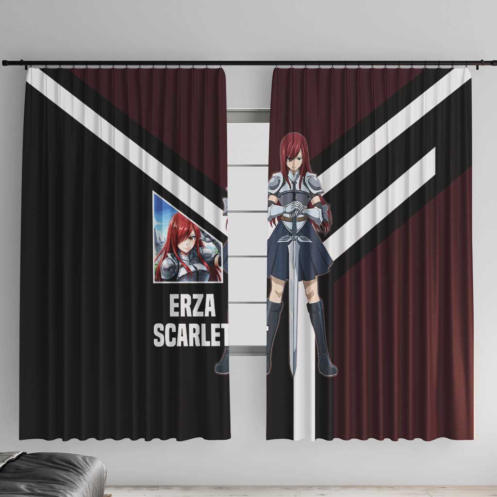 Erza Scarlet Fairy Tail Window Curtain with Armored Pose and Fierce Battle Design - The Mazicc