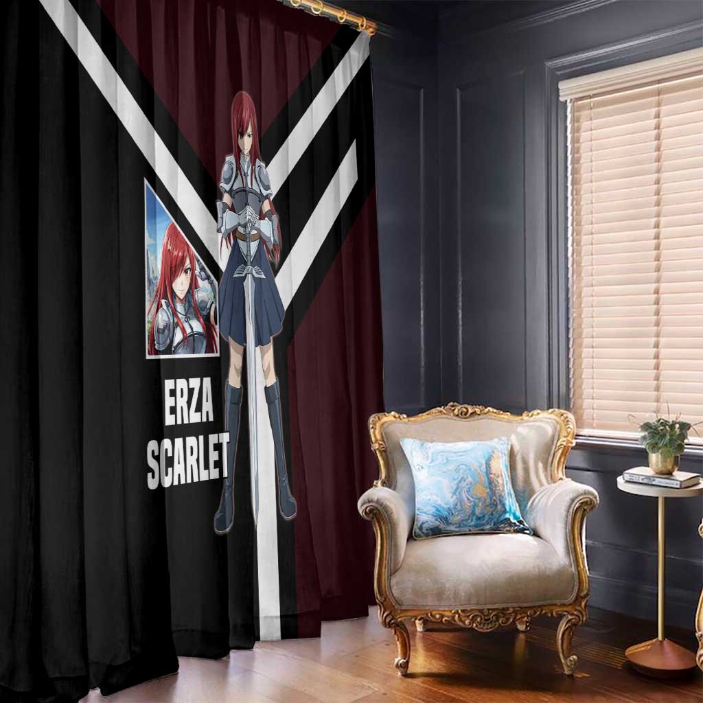 Erza Scarlet Fairy Tail Window Curtain with Armored Pose and Fierce Battle Design - The Mazicc