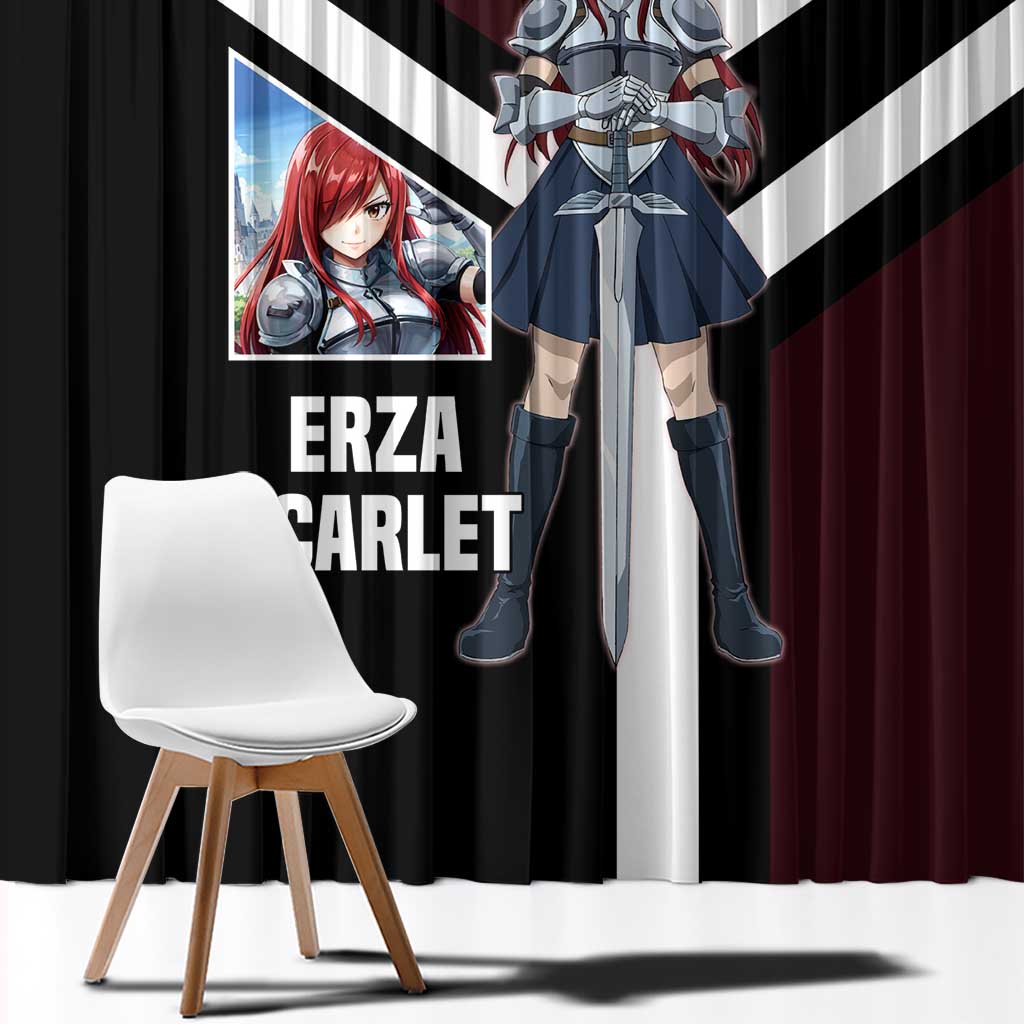 Erza Scarlet Fairy Tail Window Curtain with Armored Pose and Fierce Battle Design - The Mazicc