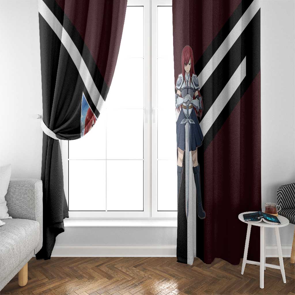 Erza Scarlet Fairy Tail Window Curtain with Armored Pose and Fierce Battle Design - The Mazicc