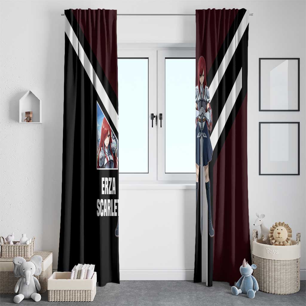 Erza Scarlet Fairy Tail Window Curtain with Armored Pose and Fierce Battle Design - The Mazicc