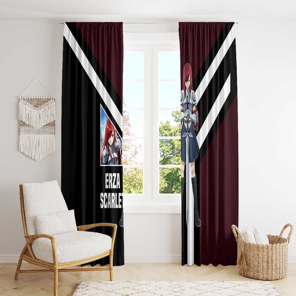 Erza Scarlet Fairy Tail Window Curtain with Armored Pose and Fierce Battle Design - The Mazicc