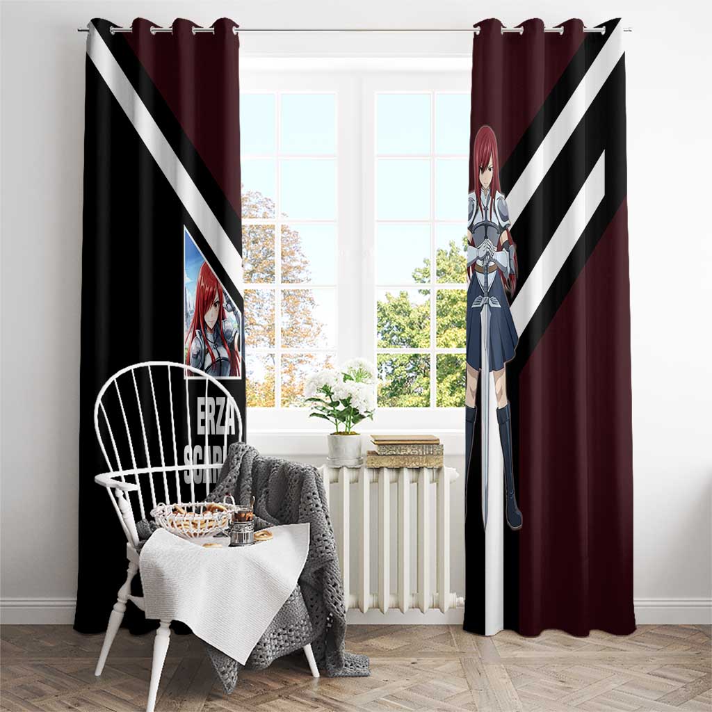 Erza Scarlet Fairy Tail Window Curtain with Armored Pose and Fierce Battle Design - The Mazicc
