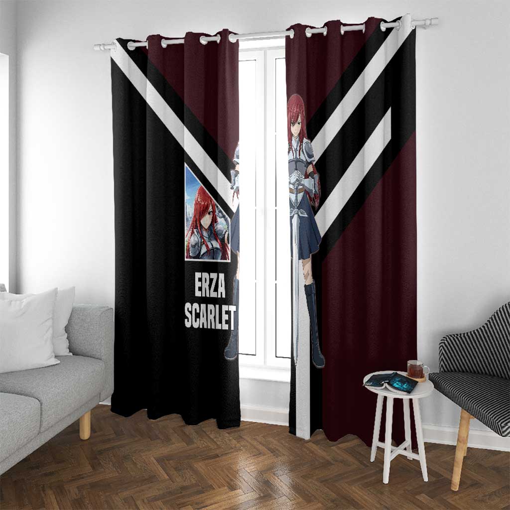 Erza Scarlet Fairy Tail Window Curtain with Armored Pose and Fierce Battle Design - The Mazicc