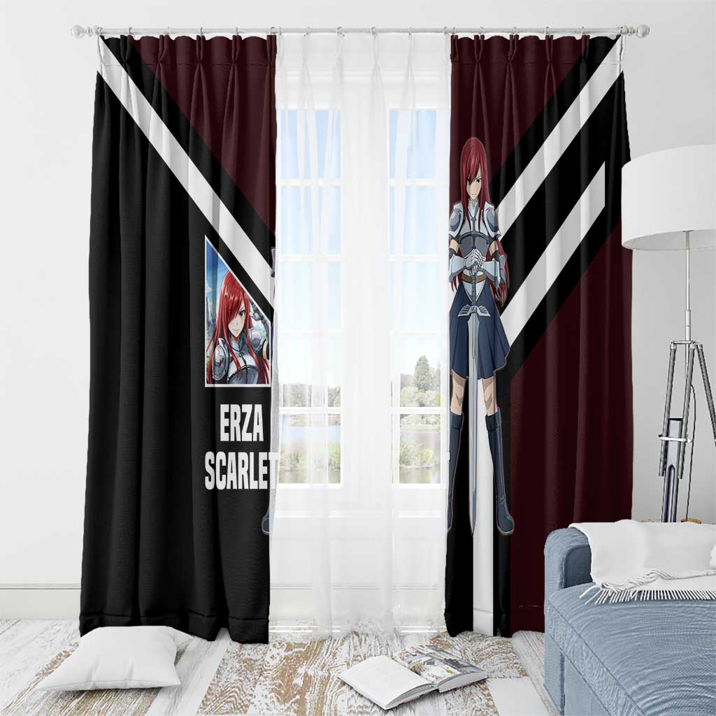 Erza Scarlet Fairy Tail Window Curtain with Armored Pose and Fierce Battle Design - The Mazicc