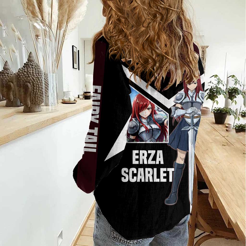 Erza Scarlet Fairy Tail Women Casual Shirt with Armored Pose and Fierce Battle Design - The Mazicc