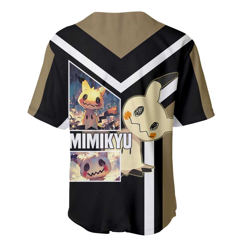Mimikyu Baseball Jersey with Ghost and Fairy Type and Cute Spooky Design - The Mazicc
