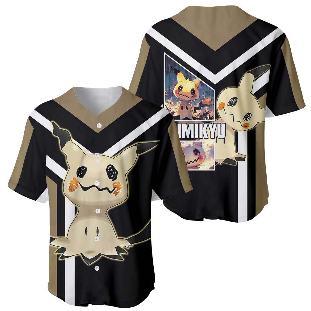 Mimikyu Baseball Jersey with Ghost and Fairy Type and Cute Spooky Design - The Mazicc