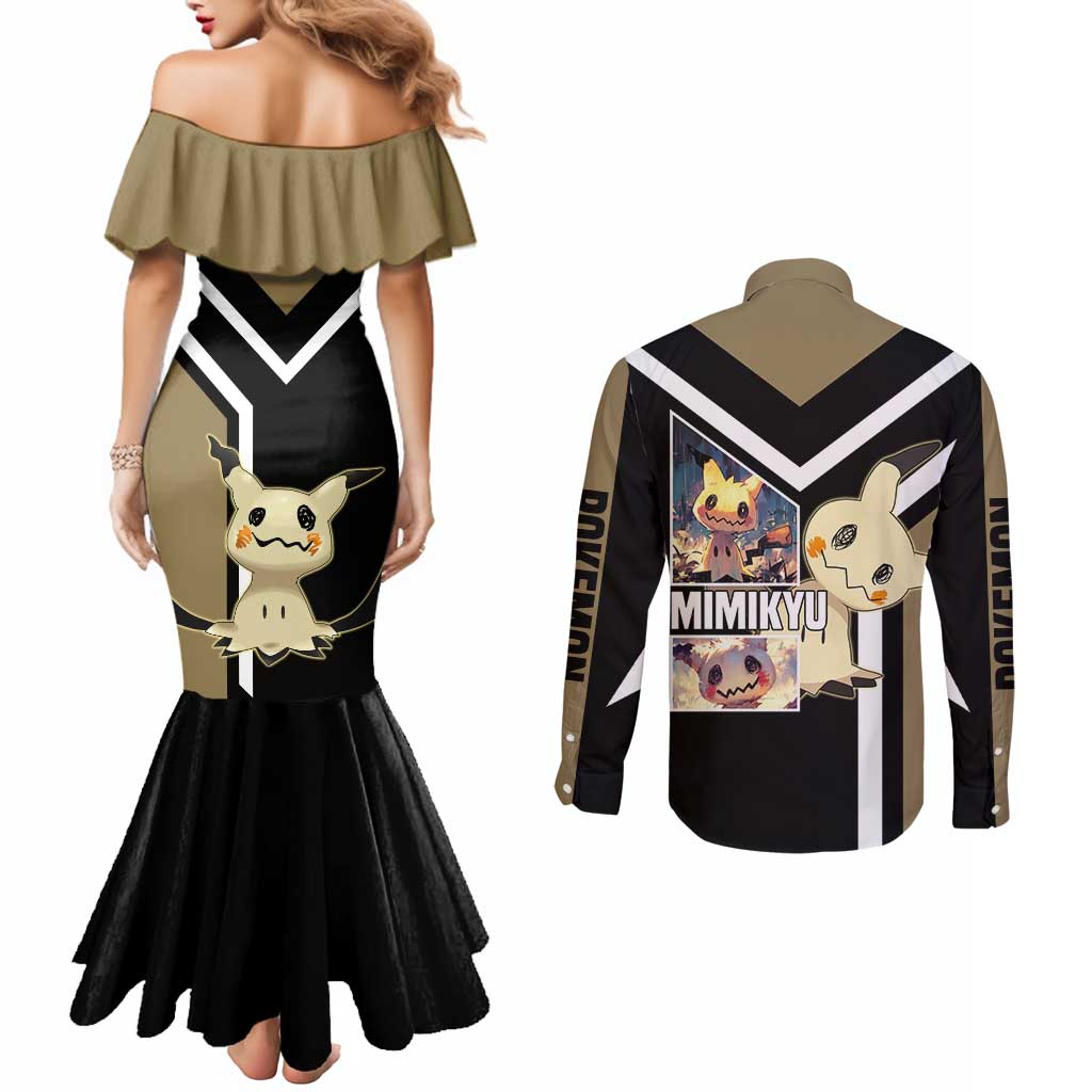 Mimikyu Couples Matching Mermaid Dress and Long Sleeve Button Shirt with Ghost and Fairy Type and Cute Spooky Design - The Mazicc