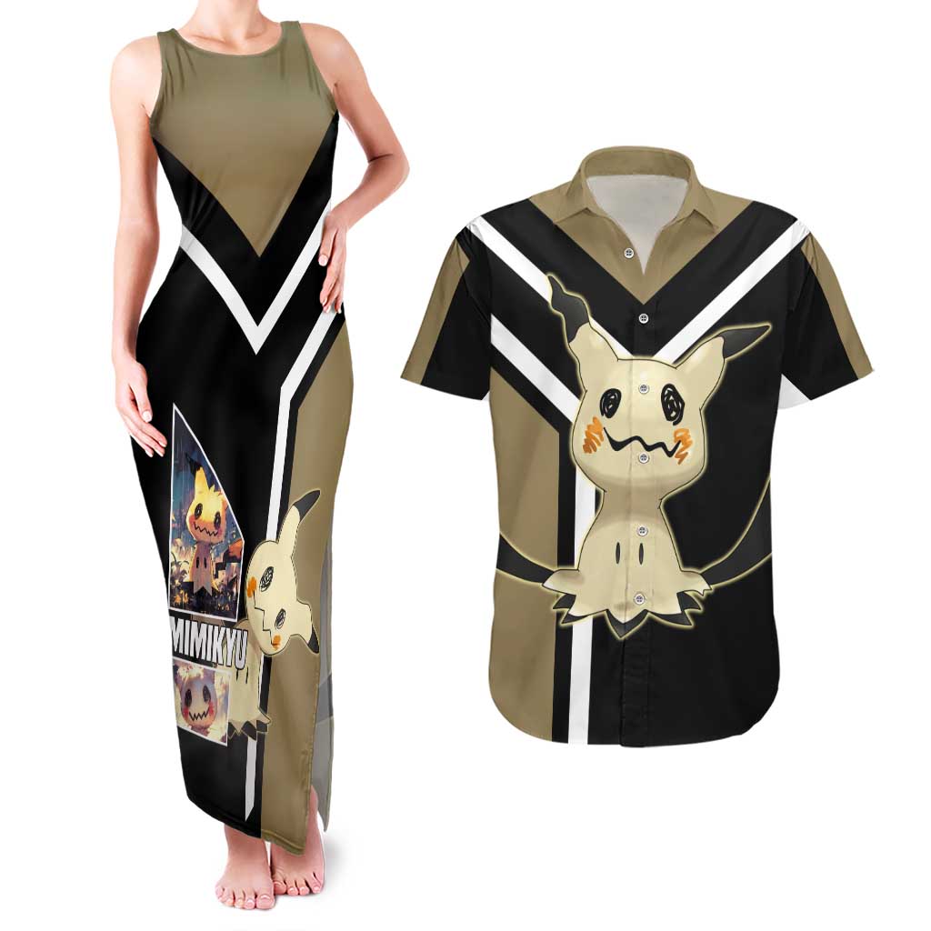 Mimikyu Couples Matching Tank Maxi Dress and Hawaiian Shirt with Ghost and Fairy Type and Cute Spooky Design - The Mazicc