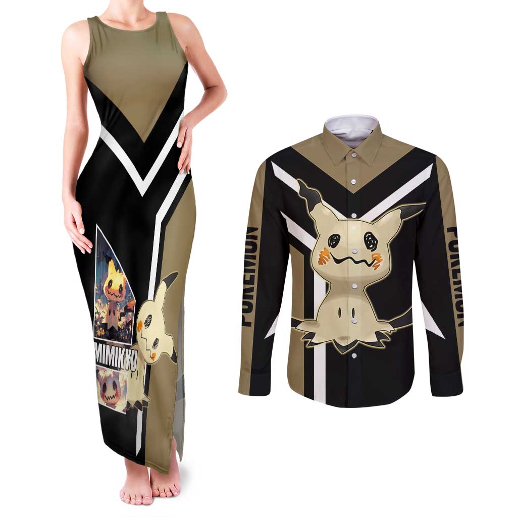 Mimikyu Couples Matching Tank Maxi Dress and Long Sleeve Button Shirt with Ghost and Fairy Type and Cute Spooky Design - The Mazicc