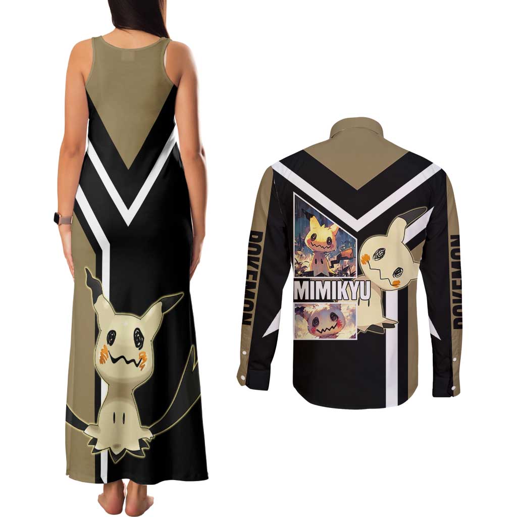 Mimikyu Couples Matching Tank Maxi Dress and Long Sleeve Button Shirt with Ghost and Fairy Type and Cute Spooky Design - The Mazicc