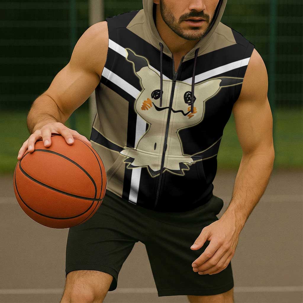 Mimikyu Sleeveless Zip Hoodie with Ghost and Fairy Type and Cute Spooky Design - The Mazicc