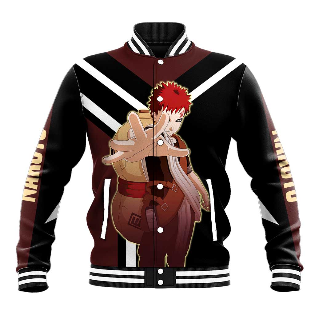 Gaara Naruto Baseball Jacket with Sand Powers and Intense Battle Pose Design - The Mazicc